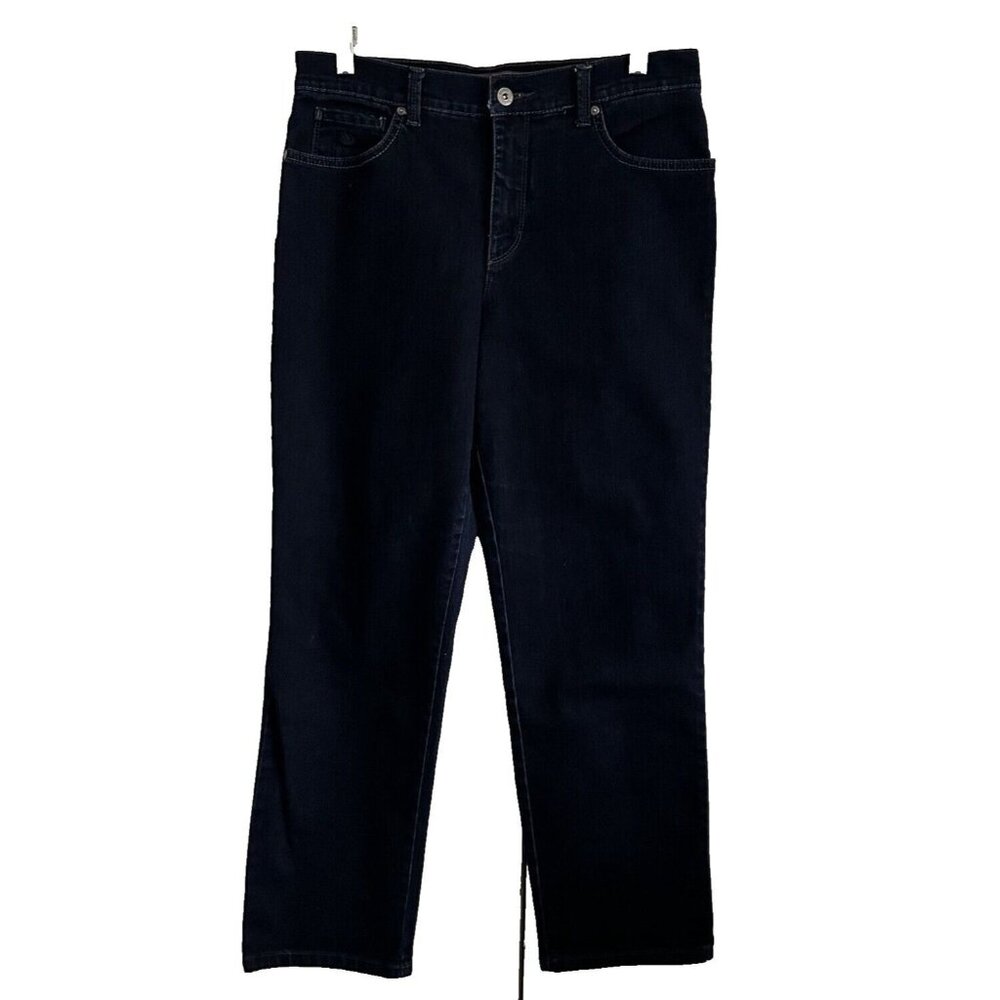 Gloria Vanderbilt Amanda Rhinestone Pocket Stretch Jeans Dark Blue Women's SZ 10